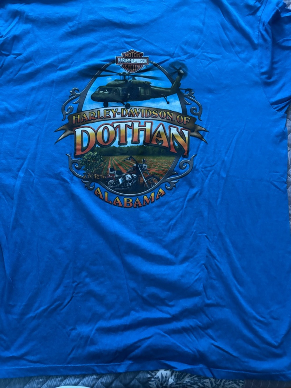 Harley-Davidson Blue Dothan Alabama Motorcycle & Helicopter Graphic Tee